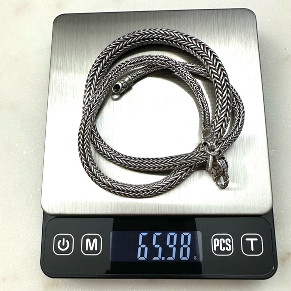 Sarda Balinese Tulang Naga Tapered Snake Chain Link Sterling Silver Necklace - Picture 10 of 15